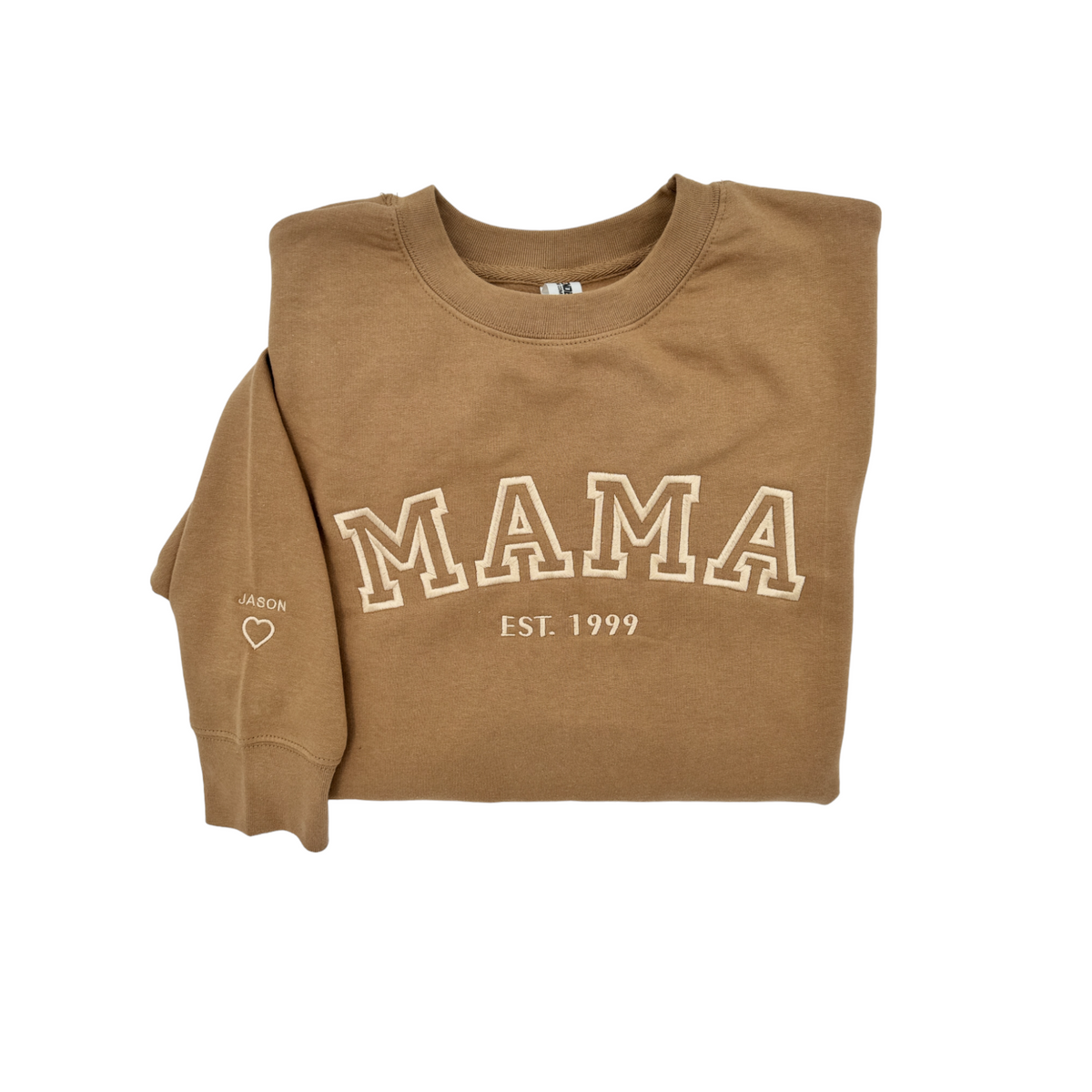 Mama Est Embroidered Sweatshirt with Sleeve Add on, Add your names, Add Established Year